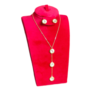 Completo Collana con Orecchini Oro con Pietra Bianca Acciaio inossidabile