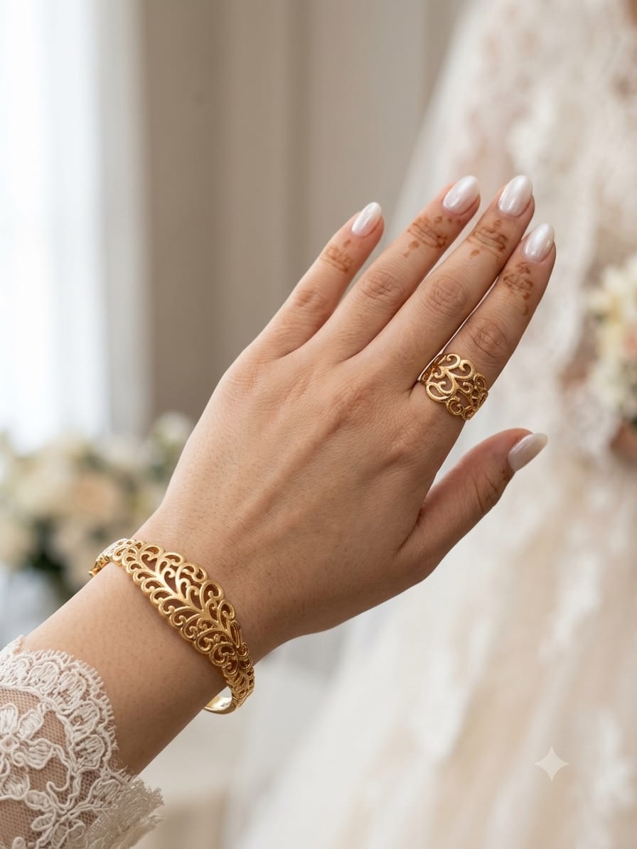 Set bracciale e anello nbala 3D stile tradizionale in acciaio inossidabile - immagine 2