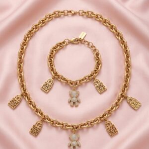 Set collana e bracciale in acciaio inoxidabile elegante per donna