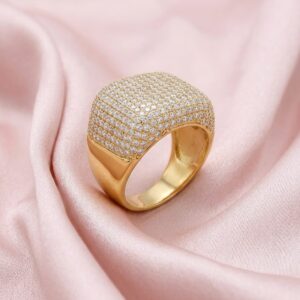 Anello a fascia bombata con pavè di diamanti acciaio inossidabile per donna size 7
