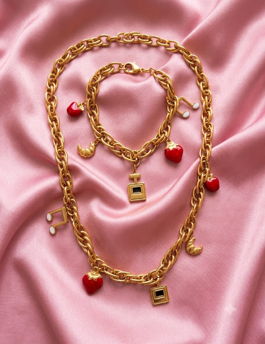 Set di collana e braccialetto fragola accessori moda per donne